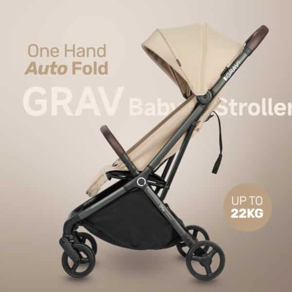 QPlay Grav Auto-folding Baby Stroller - Beige - Image 3