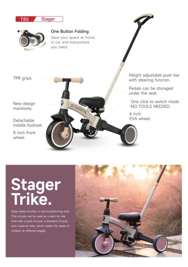 Qplay Stager 3 in 1 Tricycle to Balancing Bike - Khaki - Image 7