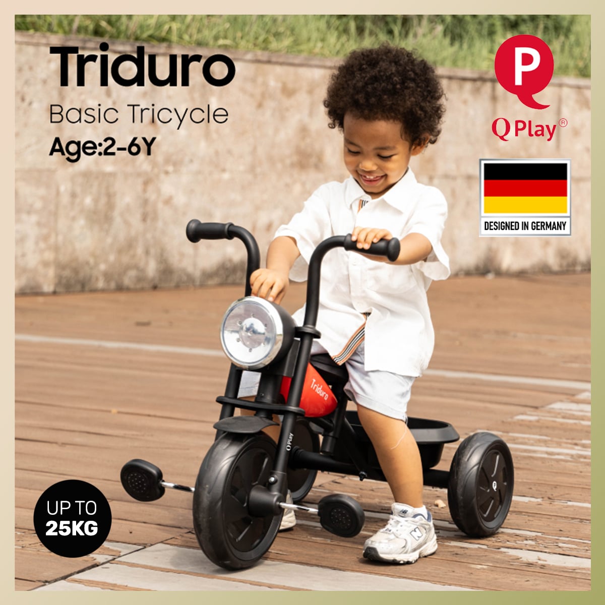 QPlay TRIDURO Tricycle - Red - Image 2